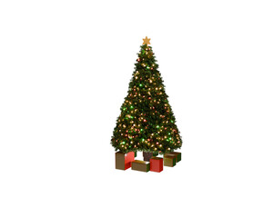 Decorated Christmas tree with baubles for new year , 3d render