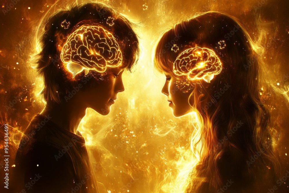 Poster articulate interpersonal fiery connection between two minds highlighting intense intellectual exchan
