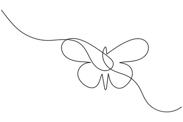 Butterfly one line art and outline vector icon design