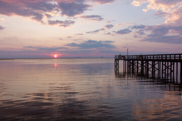 August sunset at Mobile Bay, Alabama
