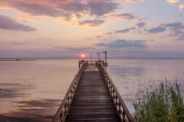 Fototapeta premium August sunset at Mobile Bay, Alabama