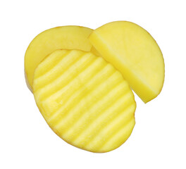 Sliced of Potato isolated on white background.