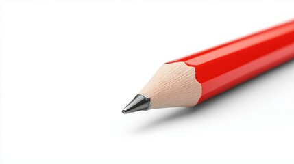 Close-Up of a Red Colored Pencil with Sharp Tip on White Background Isolated for Art and Drawing Concepts