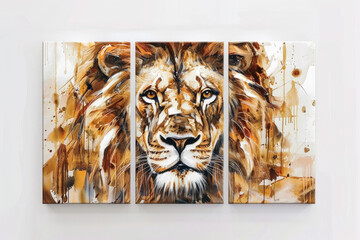 Lion head and face, artwork for interior and decoration