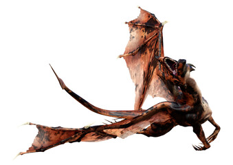 3D Rendering Fairy Tale Dragon on White