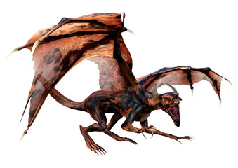 3D Rendering Fairy Tale Dragon on White