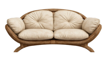 Cozy beige sofa with plush cushions and wooden frame, perfect for modern living rooms and stylish interiors.