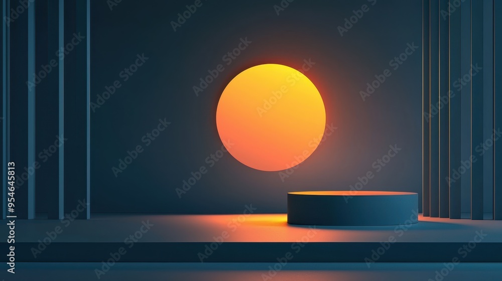 Poster dynamic podium design with layered shapes for minimalist product presentations