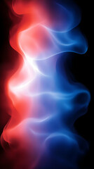 Abstract red and blue glowing smoke on black background.