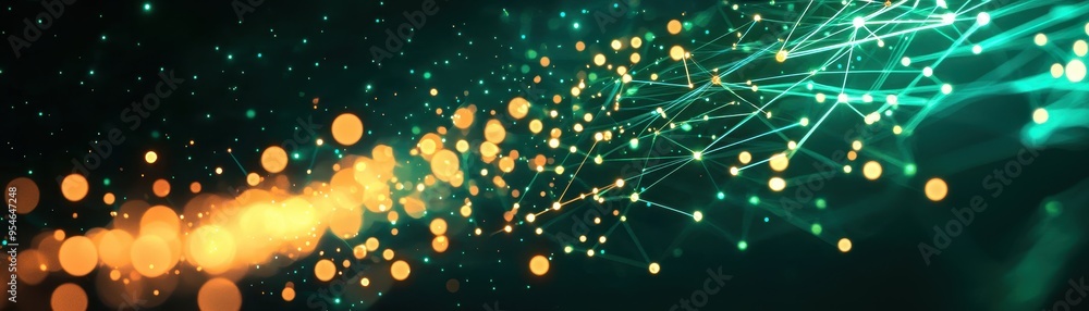 Poster a dynamic abstract background featuring glowing lines and vibrant bokeh, ideal for technology, digit