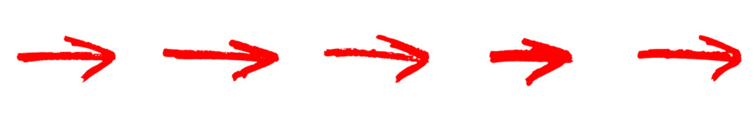 Sammlung von gemalten roten Pfeilen