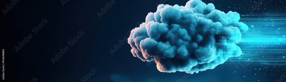 Aufkleber a vibrant cloud formation emits light trails, creating a dynamic and ethereal visual effect in a dar