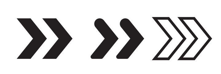 Arrow icons group. Set of black arrows symbols with blend effect. Chevron symbols. Vector isolated on white background.