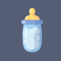 milk bottle with nipple in flat vector design.