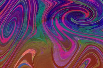 やや暗く鮮やかな緑とピンクの墨流し風マーブル模様