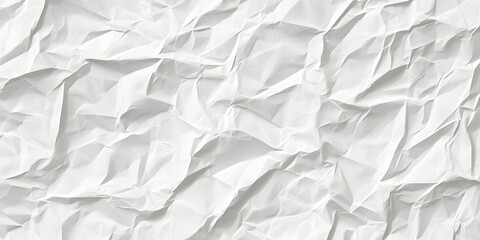 Obraz premium Seamless white crumpled paper background texture pattern. Tileable wrinkled high resolution arts and craft flat lay backdrop with copy space. Artistic abstract creative concept 3D rendering. .