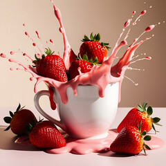 mockup of strawberry juice in the cup