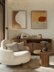 Modern home living room interior with soft chair