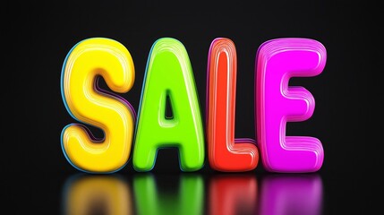 A colorful sign that says Sale. The sign is made of different colored letters that are all in different sizes