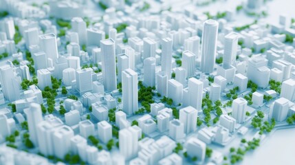 Obraz premium Futuristic Eco-Friendly City Model Implementing Carbon Reduction and Sustainability Strategies, Urban Innovation Concept