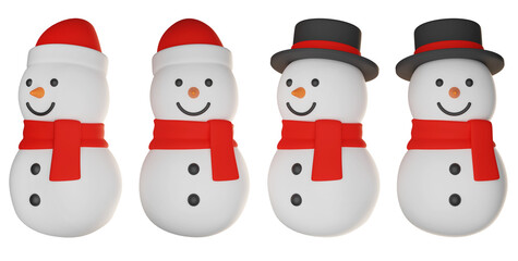 christmas snowman with hat 3D graphic