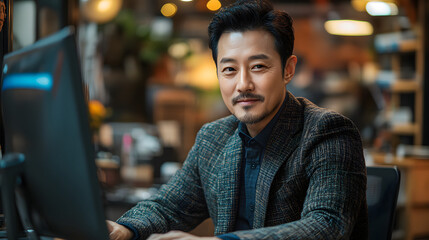 a Korean in an office devoted to work