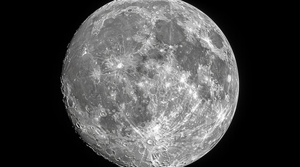 Obraz premium Full Moon in Bright Night Sky Showing Detailed Lunar Surface and Craters