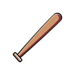 vector illustration of baseball bat in flat style isolated on white background
