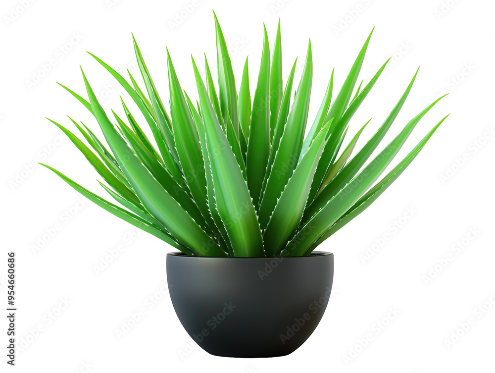 Wall mural green aloe vera plant isolated on white background. png transparent.