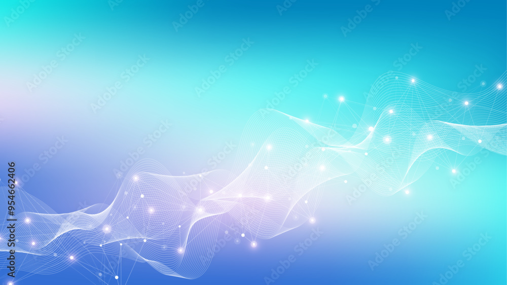 Leinwandbilder Plexus abstract digital background. Digital network connection banner design template in the global business concept. Big data visualization. Internet technology