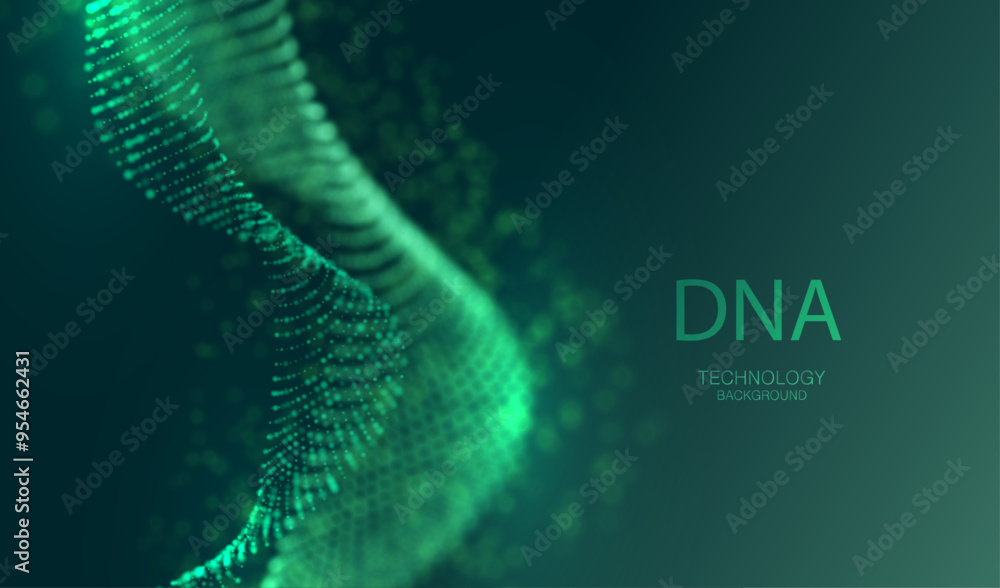 Aufkleber artificial intelligence dna particle waves future connect innovation vector design. big data biology