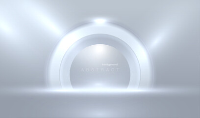 Technology light white circles. Round modern vector background. Glowing rings light gray design. Futuristic geometric concept.