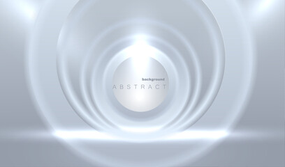 Futuristic light white circles. Round modern blurred vector background. Glowing rings light gray design. Technology geometric concept.