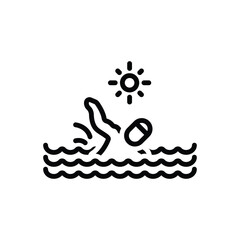 Black line icon for swim