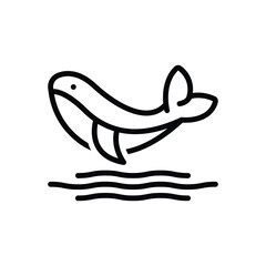 Black line icon for whale