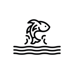 Black line icon for fish