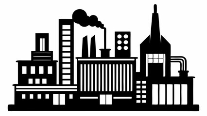 Factory silhouette. Industry vector illustration  on white background