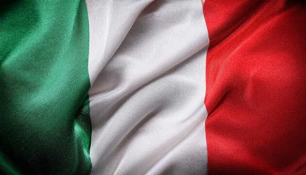 Italian flag close up with texture and pattern visible macro shot