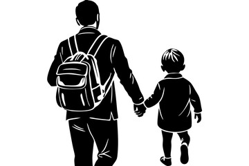 beautiful dad and baby back to school