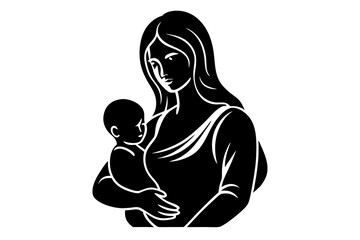 mother and baby silhouette vector avatar