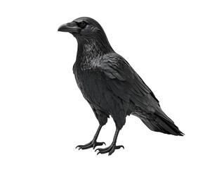 Obraz premium Black crow standing on a white background. PNG transparent.