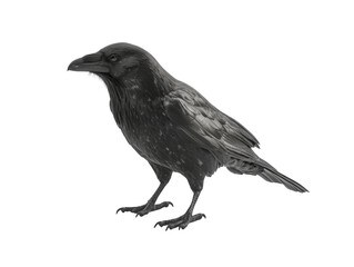 Fototapeta premium Black crow standing on a white background. PNG transparent.