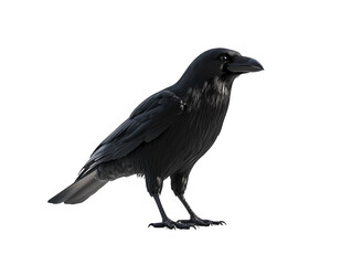 Fototapeta premium Black crow standing on a white background. PNG transparent.