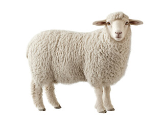 Obraz premium Full-body sheep standing on a white background. PNG transparent.