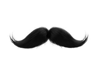 Black mustache isolated on a white background. PNG transparent.