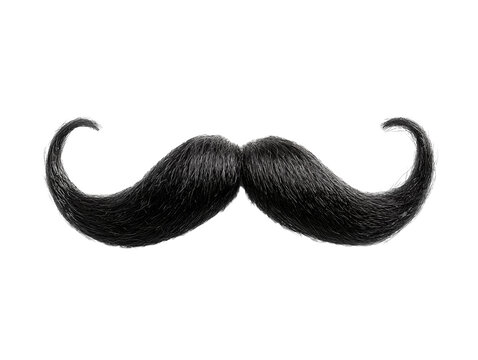 Black mustache isolated on a white background. PNG transparent.