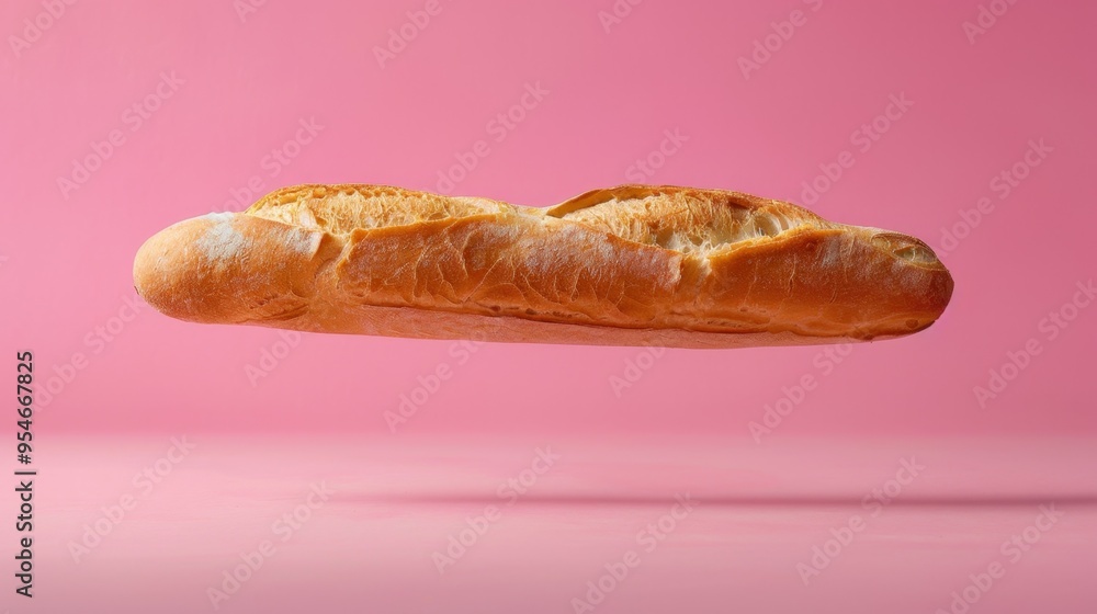 Wall mural Levitating a baguette pastel style