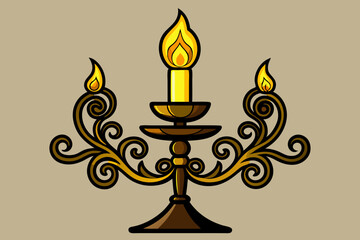 Baroque candles vector art illustration