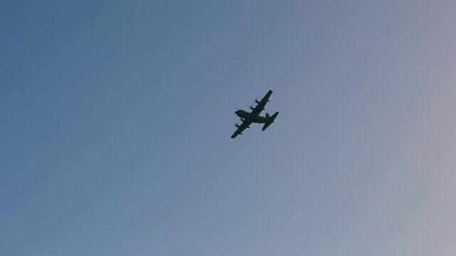 Military C130 Plane In Overflight Inspection