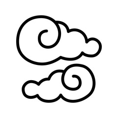 Cloud curl, fantasy cloud, oriental cloud, chinese cloud icon in thin line style vector illustration graphic design